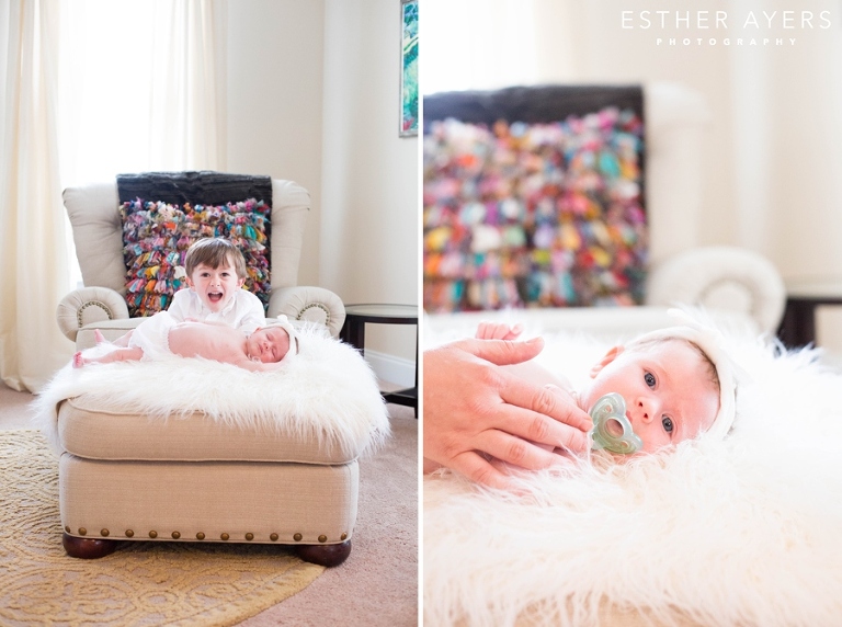 Baby girl with big brother - newborn photographer atlanta