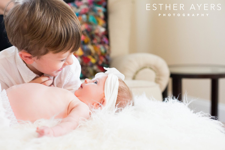 Baby girl with big brother - newborn photographer atlanta