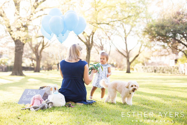 mother and daughter in park with dog - atlanta family portrait photographer