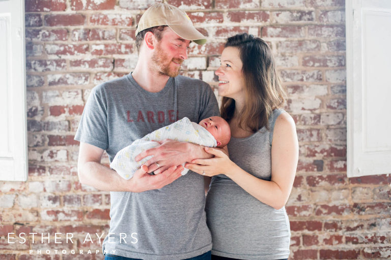 Newborn Baby Boy with Smiling First Time Mom and Dad