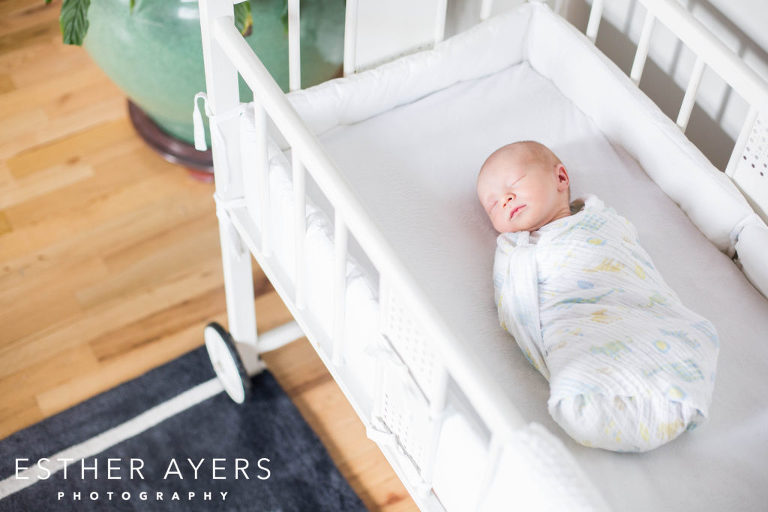 Newborn Baby Boy in Crib