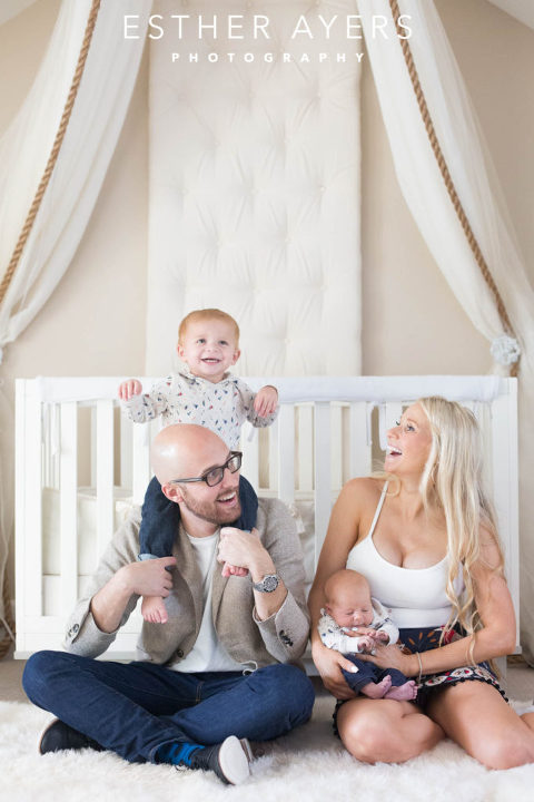 Newborn Baby Boy with Mom and Dad in Nursery