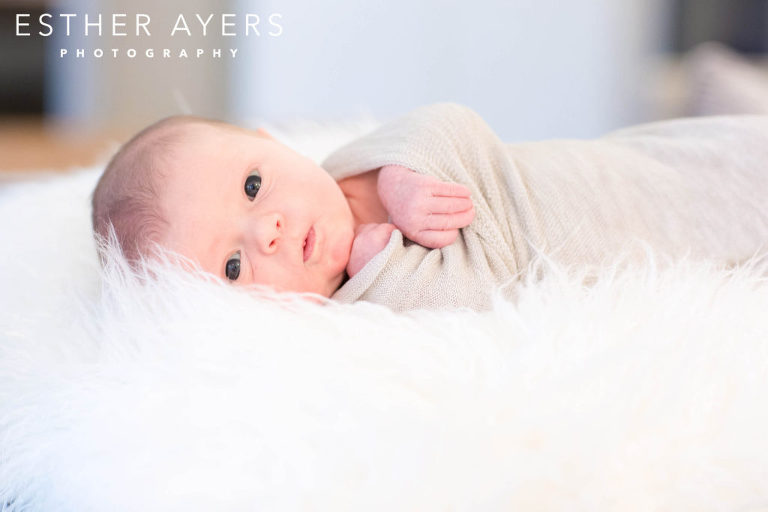 Newborn Baby Girl on faux fur