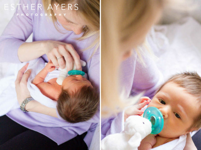 Newborn Baby Girl Feet and Mom holding daughter