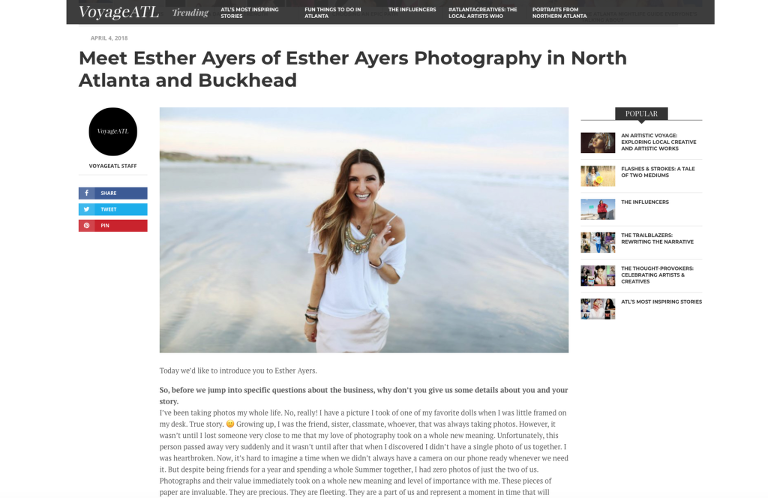 Esther Ayers Photography Feature on Voyage