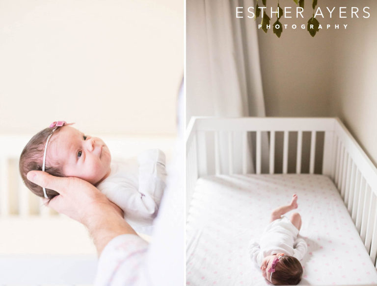 newborn baby girl in nursery